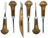 Набор долот c ножом для гравировки по дереву с полукруглой рукояткой PROFI Narex 868500, 5 штук в картонной коробке